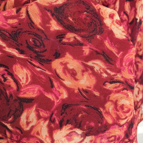 Vintage Romantic Rose Chiffon Maxi Skirt Women’s Sz 10P Fairy Grunge Pink Maroon - Picture 10 of 10